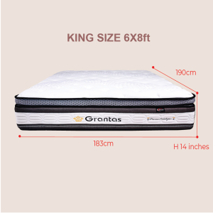 BETTY FURNITURE Lienca Grantas 14 Inches Deep Sleep System Therapy Premium Coil System Mattress Bonnel Spring Memory Foam