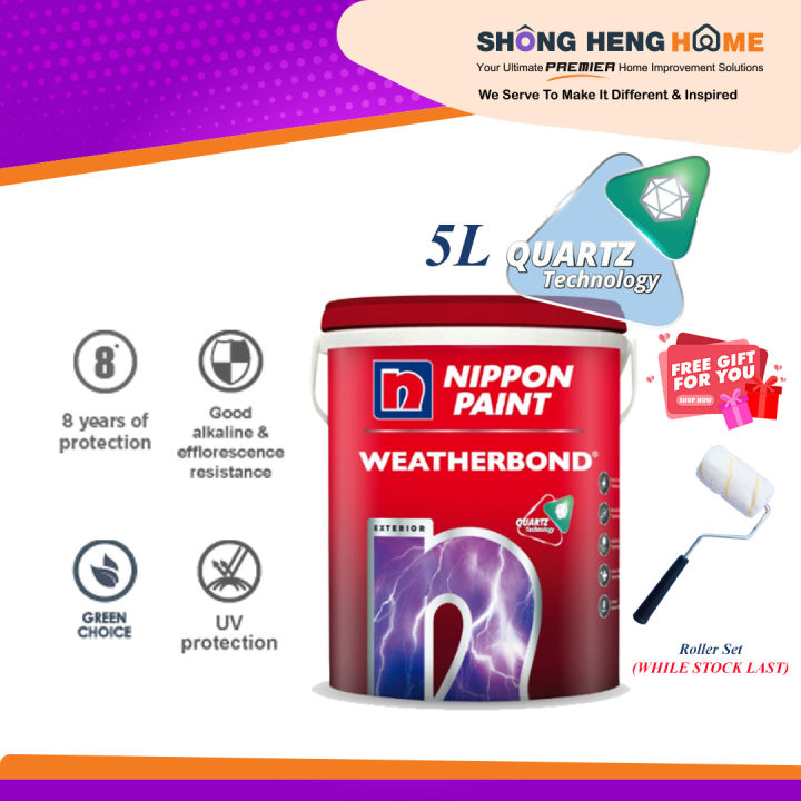 5L - Nippon Paint Weatherbond (WB) with Quartz Technology - Color ...