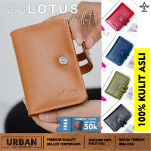 Dompet Wanita ALONA LOTUS WALLET Cewek Kulit Sapi 100% Panjang Slim Lipat Dua Elegan Murah Terbaru