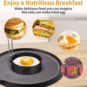 ( Home Bliss Hub)Stainless Steel Egg Pancake Ring Mold Non-Stick Round Mold for Perfect Shape Fried Eggs and Pancakes