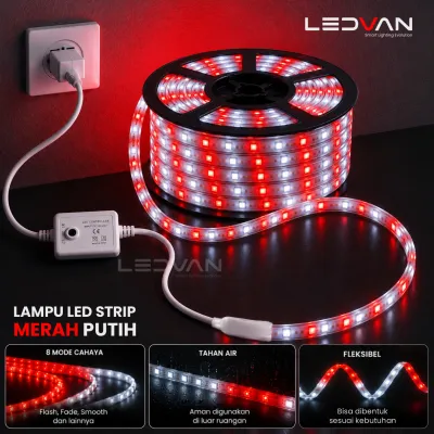 Lampu Merah Putih - Lampu LED Strip Merah Putih lampu dekorasi 17 Agustus agustusan lampu selang waterproof indoor outdoor 20m 30m 50m 100m lampu hias kantor rumah pagar taman pohon - LEDVAN