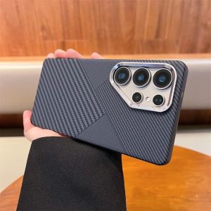 For Samsung Galaxy S23 S24 S25 S26 Ultra Wireless Charging Carbon Fiber Case for Galaxy S25Ultra Lens Shockproof Cover