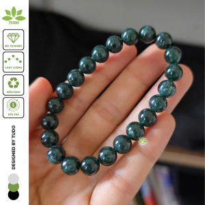 Q2569 Vòng Lam Ngọc Jade A 8li màu đậm gần sang gà đen ko kén mệnh - Phong Thủy TUDO