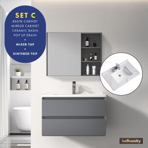 Bathroom Vanity Set (616-60) Wall Mounted Basin Cabinet with Mirror for BTO HDB | isellvanity