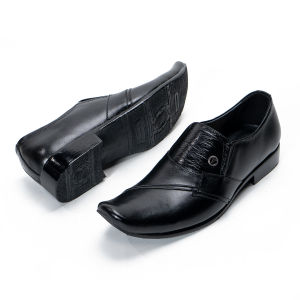 Sepatu Pantofel Pria Kulit  Formal Cowok Dewasa Tanpa Tali Warna Hitam DP076HT