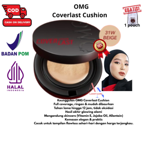 OMG Oh My Glam Coverlast Cushion 15g - Cushion Foundation Concealer Skin Tint Make Up - High Coverage Dewy Finish - Poreless Cushion - Glow Cushion - Tahan Lama Hingga 12 Jam Tanpa Oksidasi-Menyamarkan Kemerahan Bekas Jerawat Noda Hitam