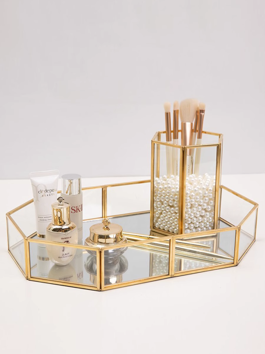 slim fit dress slacks Vintage Gold Dresser Vanity Mirrored Tray. Rich Gilded Metal Tea Rose –  Anything Discovered