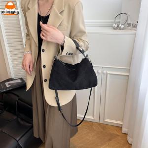 Women Faux Suede Shoulder Bag Solid Color Underarm Bag Crossbody Bag for Daily Use