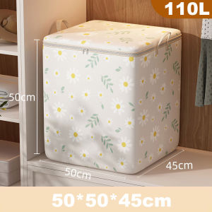 180L Daisy Large Quilt Storage Bag Foldable Blanket Clothes Storage Box Organizer Comforters Bedding Big Basket Laundry With Cover Home Wardrobe