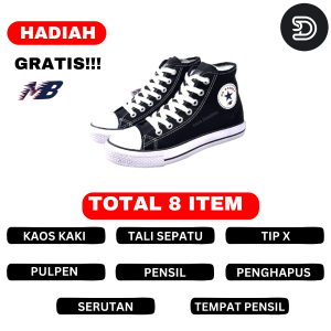 Sepatu MB Basket Anak Sekolah SD SMP SMA Tinggi Hitam Putih Hadiah Lengkap
