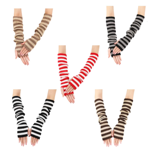 Cozy Knitted Arm Sleeves Half Finger Design Stretchy Oversleeve Acrylic Material Autumn Winter