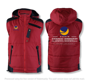 Rompi Zipper Hoodie Partai Nasdem Desain Custom untuk Pemilu 2024 - Pakaian Kerja Gaya Korea