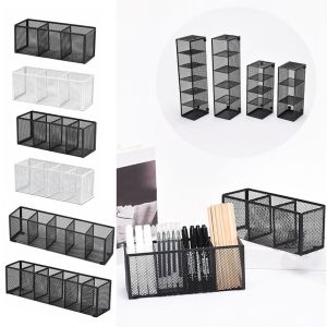 VB45D Modern Mesh Desk Organizer 3/4/5/6 Grids Metal Desk Display Holder Simple Large Capacity Pen Storage Box Office Use