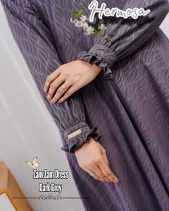 Gamis hermosa wolfis embos motif zamzam abu tua-gamis abu tua terbaru-gamis grey-gamis wolfis syari