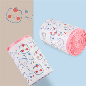 100pcs beg sampah mudah alih rumah kartun comel dicetak Portable Garbage Bag Home Cute Cartoon Printed Garbage Bag Drawstring Trash Bag