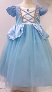 2026 Girls Princess Cinderella Costume Classic Style Blue Ball Gown Dress Up with White Led Lights Outfit Dresses for Girls2026