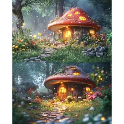 PhotoCustom Mushroom House Paint By Numbers Home Decor Gift Pictures By Numbers ABSTRACT Interior Home Wall Decor Coloring By Numbers