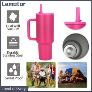 [Vktech] Insulated 40oz Stainless Steel Mug with Handle and Straw for Hot and Cold Drinks