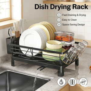 【SG READY STOCK】Dish Drainer Rack Plate Dish Drying Rack Kitchen Countertop Dish Rack Bowl Utensil Drainer Organizer