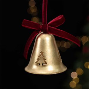 GOXBERK Bông tuyết  dây chuyền chuông Giáng sinh bằng kim loại Sáng bóng Nghệ thuật sắt Chân váy nhung cắt xẻ nơ Nhà nông thôn Tuần lộc Chuông Giáng Sinh Treo Trang Trí Tiệc tại nhà trong kỳ nghỉ