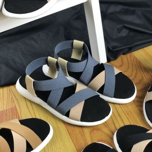 Sandal Wedges Wanita Tali Silang Karet Elastis / Sandal Wanita Anak Dewasa Size 31-41 - EG 01