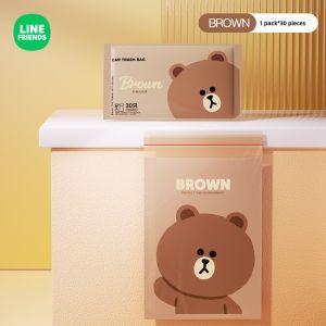 100% Authentic Line Friends Garbage Bag Suitable for Car Sticky Desktop Cleaning Bag Table Garbage Bag Cute Portable Household Disposable Plastic Bags LFB228