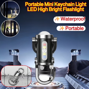 🔥Waterproof burst bright lighting flashlight strong light aluminum🔥 products keychain Portable Mini Keychain Light LED High Bright Flashlight Dual Light Source Outdoor Camping Fishing Multi-function Tool Torch Lamp