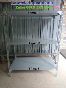 Kệ 3 tầng mâm (100x40) - mã số: V40.13 (D100cm x R40cm x C100cm). Bộ kệ đầy đủ ốc - ke - đế lót - thép V3x3 dày 1.5ly