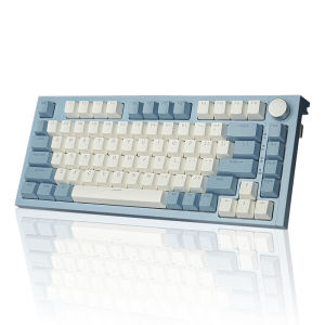 RECCAZR KW75S Gasket Structure Tri-mode Gaming Keyboard Bluetooth Hot-swappable Mechanical Keyboard Wireless RGB Backlit OUTEMU Switch Mechanical Keyboard Wired Type-C Blue White
