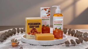 Persimmon Soap Set for Old People Smell Natural Persimmon Bar and Body Wash Extreme Odor Control Sensitive and Mature Skin (1 set)