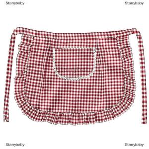 Star ผ้ากันเปื้อนทรงสี่เหลี่ยมผ้ากันเปื้อนครึ่งเอววัสดุผ้าฝ้ายกันคราบระบายอากาศได้ดีเสื้อผ้าทำงานทำอาหารที่บ้านอุปกรณ์ในครัว