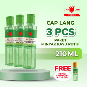 Cap Lang Paket 3 Minyak Kayu Putih 210ml Free Kayu Putih Plus 30ml - Memberikan rasa hangat Meringankan Sakit Perut Perut Kembung dan Rasa Mual Melindungi dari Gigitan Nyamuk