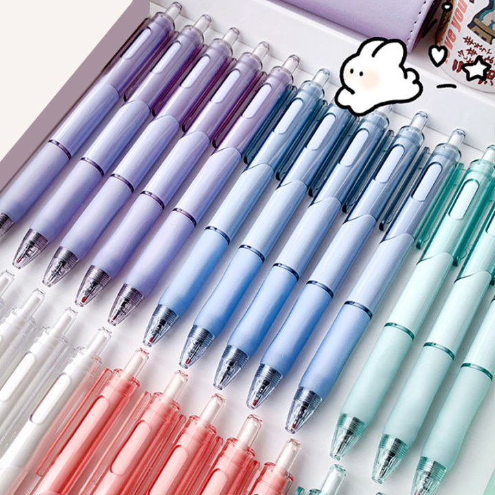 ✨Xinder✨ 5pcs/set Simple Muji Style Retractable Quick Drying Gel Pen  Retractable Ink Pen Sign Pen Smooth Gel Pen Set Student Office Stationery 