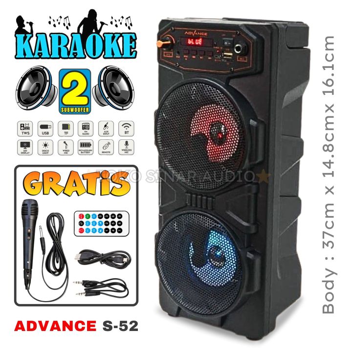 PROMO MURAH NAMPOL Speaker Bluetooth Advance S 52 FREE MIC KABEL