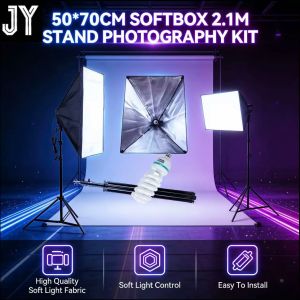 JY Smart Mall 50*70cm Softbox 2.1M Light Stand Photography Kit Photo Video Studio Light Stand Continuous Lighting