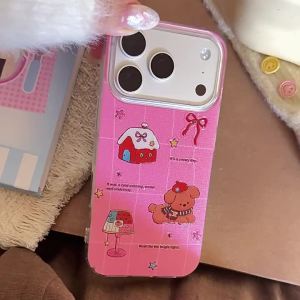 Korean Glitter Cartoon Puppy Phone Case For IPhone 17 Air 16 15 14 13 1211 Pro Max XS XR X 7 8 Plus Shockproof Hard Cover