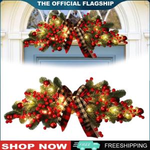 [Uehomeie]Xmas Door Swag Christmas Artificial Swag Christmas Decorative Swag for Christmas Holiday Home Window Wall Decor