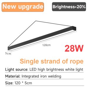Goldstar Modern Office Led Linear Light Chandelier 28/36/48W Hanging Light Fixture For Restaurant Bar Black/White Ceiling Light Dining Strip Lamp Pendant Light