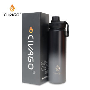 CIVAGO(22oz)Bình đựng nước uống bằng thép không gỉ miệng rộng có nắp thể thao cách nhiệt chân không