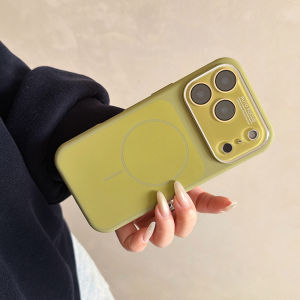 Luxury Matte Silicone For Magsafe Magnetic Phone Case For iPhone 17 Air 16 Pro Max Wireless Charge Large Window Shockproof Cover