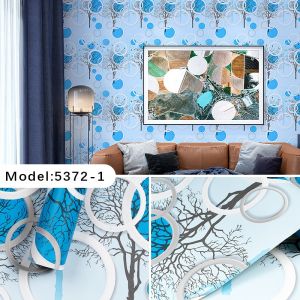 Wallpaper Dinding Motif Polkadot Pohon Biru Ukuran Panjang 8 Meter x 45CM