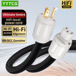 YYTCG HIFI 6N OCC Power Cable US/EU Power Plug Cable Hi-End Pure Copper Plated With Gold Plug for CD Amplifer AMP/CD Mains