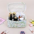Set Beg Solek Berkuilt Beg Solek Besar Kapas Beg Kosmetik Perjalanan Estetik untuk Wanita Beg Kelengkapan Mandi Beg Solek Bunga Comel (Gardenia). 