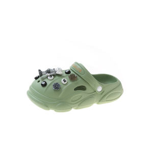 [Free Shipping] Cartoon Sesame Street thick-soled clogs for women flat slippers for outdoor wear closed-toe beach half-slippers