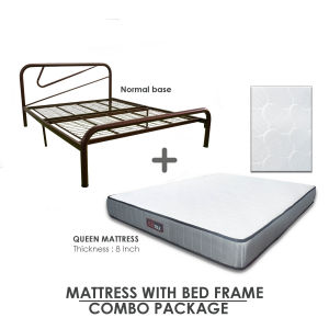 EE HOME COMBO SET Queen Size Bed Frame With Queen Rebonded Foam Mattress Katil Queen Tilam Queen 8 INCH - CM-BF78