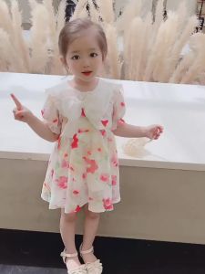 COD  Childrens Clothing Baby Girls Floral Dress 2024 New Summer Children Fashionable Princess Dress Girls Summer Dress  sen