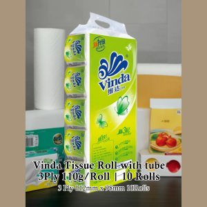 Vinda Deluxe 4D-Deco 4 Ply Tissue Rolls 138mmx 98mm | 110g / Roll | 12 Rolls / Bag
