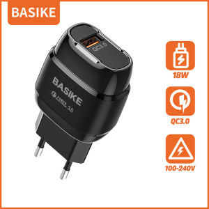 Charger 18W fast charging Wall Charger QC3.0 pengisian cepat BASIKE asli Universal untuk ponsel Android dan Apple