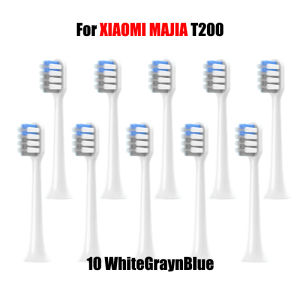 10PCS Replacement Brush Heads for XIAOMI T200 White/GrayBlue Deep Soft DuPont Bristle Cleaning Electric Toothbrush Nozzles