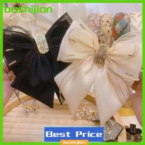 bashijian กิ๊บผ้าซาตินตกแต่งโบว์พลอยเทียมสีดำขนาดใหญ่สำหรับผู้หญิงกิ๊บติดผมใหม่